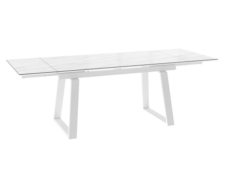 Стол ALTEZA-160, раздвижной 160(40+40)x90, МРАМОР СВЕТЛЫЙ - COMPAKT CER/БЕЛЫЙ ALTEZA 160